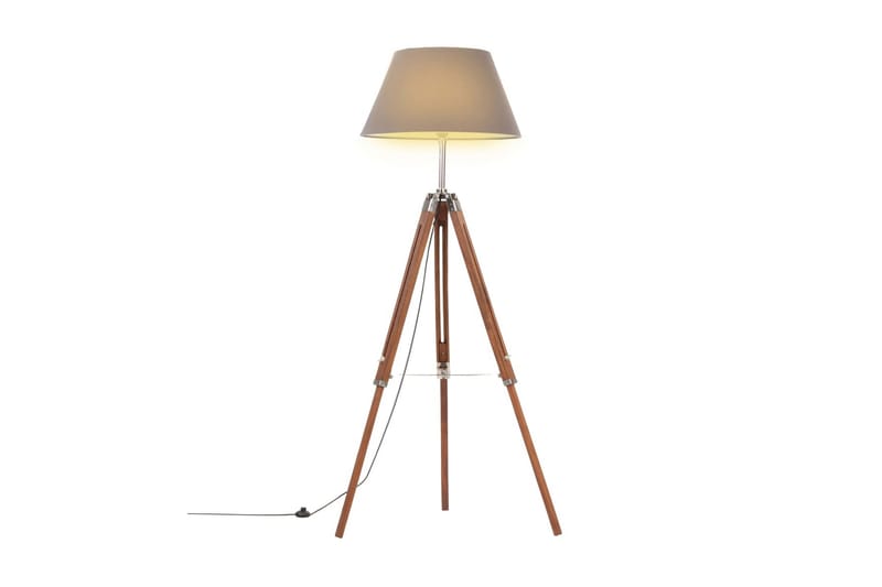 Golvlampa honungsbrun och grå massivt teakträ 141 cm - be Basic - Belysning & el - Inomhusbelysning & lampor - Vardagsrumslampa