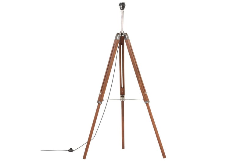 Golvlampa honungsbrun och grå massivt teakträ 141 cm - be Basic - Belysning & el - Inomhusbelysning & lampor - Vardagsrumslampa