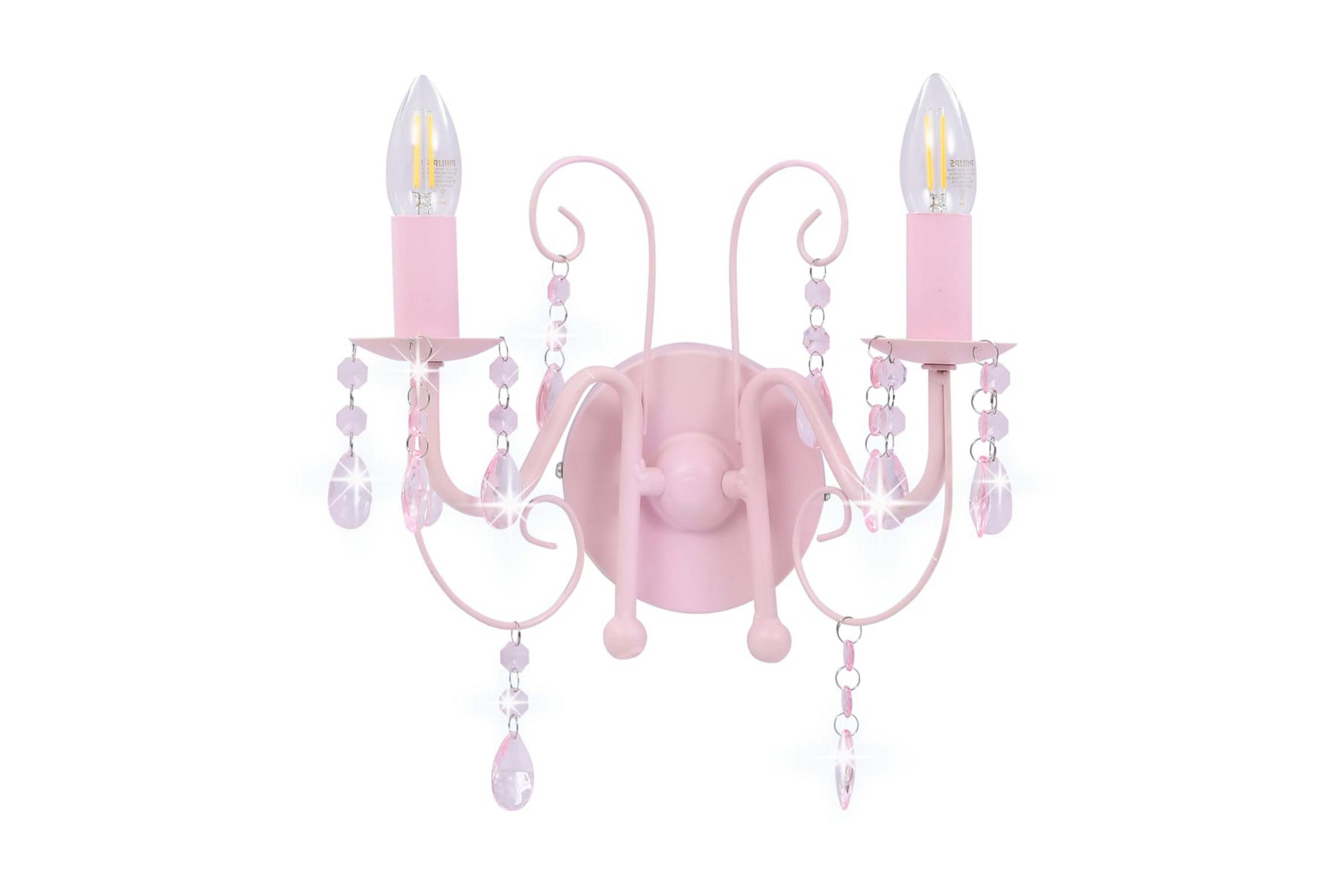 Vägglampa med pärlor rosa 2xE14-lampor - be Basic 281592