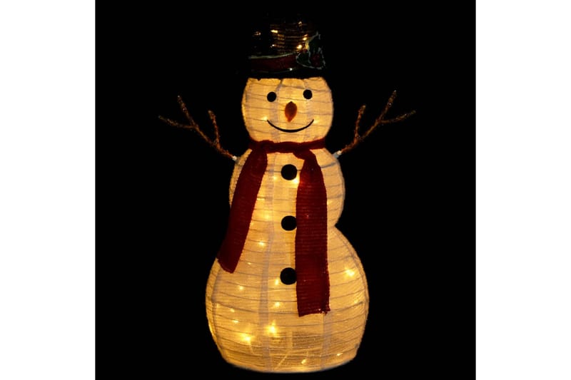 Dekorativ snögubbe med LED lyxigt tyg 60 cm - Vit - Övrig julbelysning