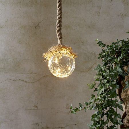 Jutta Glasdekoration belysning 10 cm - beige och transparent - Belysning & el - Julbelysning - Övrig julbelysning