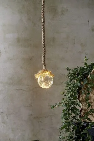 Jutta Glasdekoration belysning 10 cm, beige och transparent
