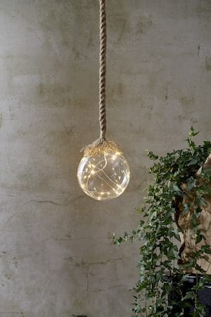 Jutta Glasdekoration belysning 15 cm, beige och transparent