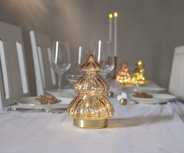Abete Glasdekoration belysning 12 cm - transparent beige med guldfärgad bas - Belysning & el - Julbelysning - Övrig julbelysning