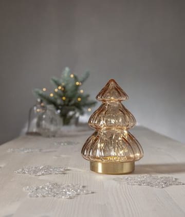 Abete Glasdekoration belysning 12 cm - transparent beige med guldfärgad bas - Belysning & el - Julbelysning - Övrig julbelysning