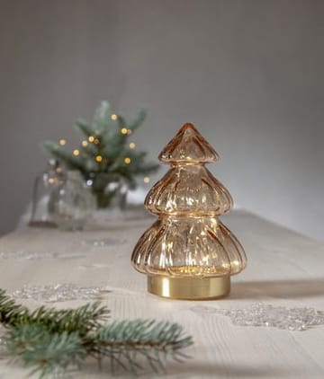Abete Glasdekoration belysning 12 cm - transparent beige med guldfärgad bas - Belysning & el - Julbelysning - Övrig julbelysning