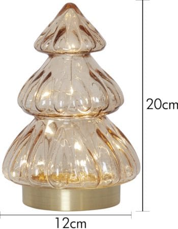 Abete Glasdekoration belysning 12 cm - transparent beige med guldfärgad bas - Belysning & el - Julbelysning - Övrig julbelysning