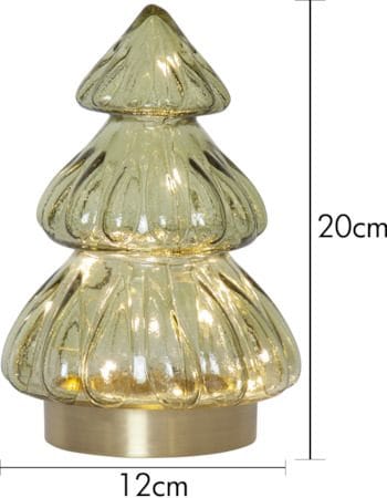Abete Glasdekoration belysning 12 cm - transparent grön med guldfärgad bas - Belysning & el - Julbelysning - Övrig julbelysning