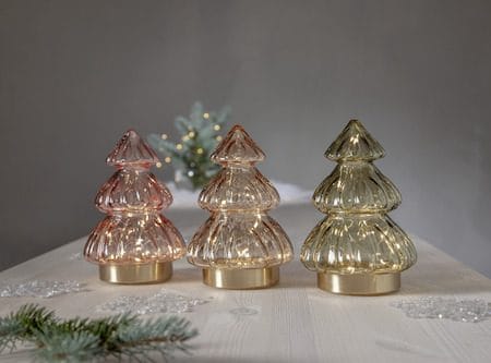 Abete Glasdekoration belysning 12 cm - transparent grön med guldfärgad bas - Belysning & el - Julbelysning - Övrig julbelysning