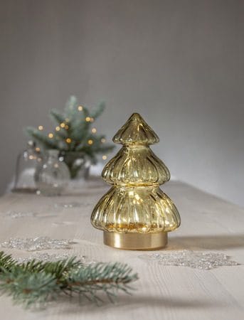 Abete Glasdekoration belysning 12 cm - transparent grön med guldfärgad bas - Belysning & el - Julbelysning - Övrig julbelysning