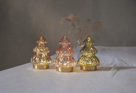 Abete Glasdekoration belysning 12 cm - transparent grön med guldfärgad bas - Belysning & el - Julbelysning - Övrig julbelysning
