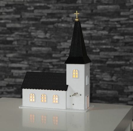 Churchill Inomhusdekoration kyrka 25.5 cm - vit och svart - Belysning & el - Julbelysning - Övrig julbelysning