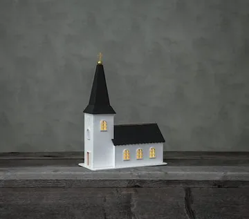 Churchill Inomhusdekoration kyrka 25.5 cm - vit och svart - Belysning & el - Julbelysning - Övrig julbelysning