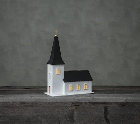 Churchill Inomhusdekoration kyrka 25.5 cm - vit och svart - Belysning & el - Julbelysning - Övrig julbelysning