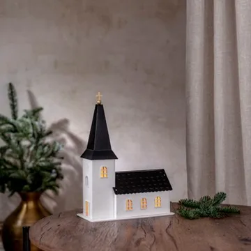 Churchill Inomhusdekoration kyrka 25.5 cm - vit och svart - Belysning & el - Julbelysning - Övrig julbelysning