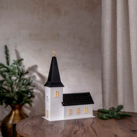 Churchill Inomhusdekoration kyrka 25.5 cm - vit och svart - Belysning & el - Julbelysning - Övrig julbelysning