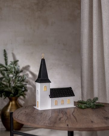 Churchill Inomhusdekoration kyrka 25.5 cm - vit och svart - Belysning & el - Julbelysning - Övrig julbelysning