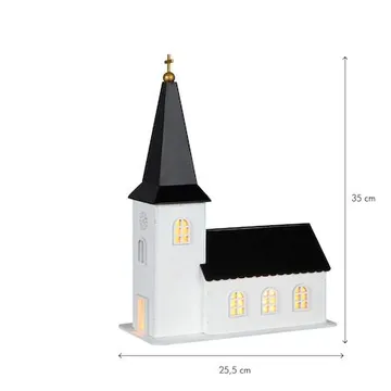 Churchill Inomhusdekoration kyrka 25.5 cm - vit och svart - Belysning & el - Julbelysning - Övrig julbelysning
