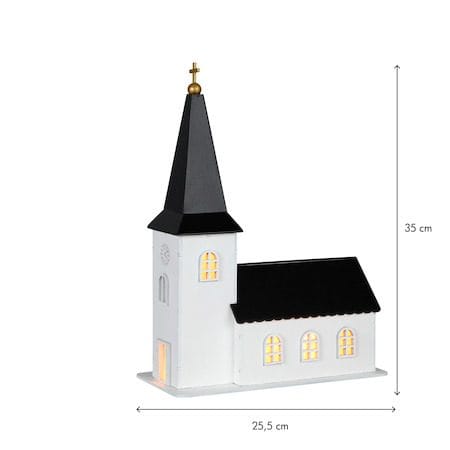 Churchill Inomhusdekoration kyrka 25.5 cm - vit och svart - Belysning & el - Julbelysning - Övrig julbelysning