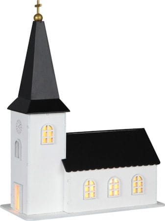 Churchill Inomhusdekoration kyrka 25.5 cm - vit och svart - Belysning & el - Julbelysning - Övrig julbelysning