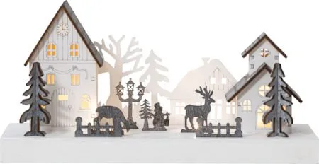 Fauna Inomhusdekoration belysning 28 cm, vit och grå
