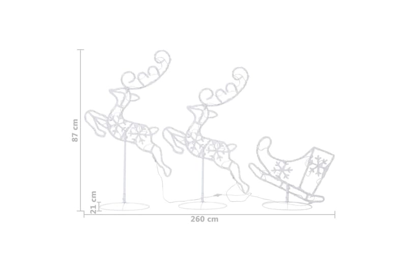 Flygande julrenar och släde akryl 260x21x87 cm blå - Vit - Julbelysning utomhus