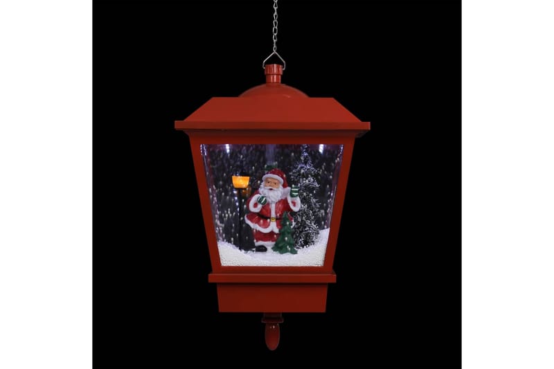 Hänglykta med LED och jultomte röd 27x27x45 cm - Röd - Julbelysning utomhus