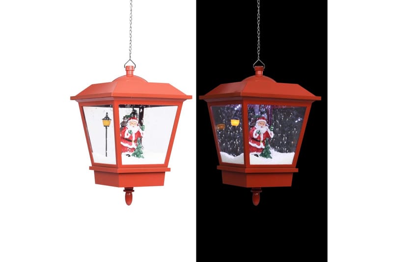 Hänglykta med LED och jultomte röd 27x27x45 cm - Röd - Julbelysning utomhus