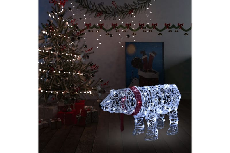 Juldekoration björn 45 LED 71x20x38 cm akryl - Vit - Julbelysning utomhus