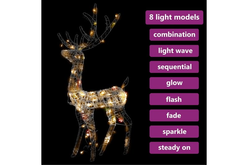 Juldekoration ren akryl 140 LED 128 cm flerfärgad - Vit - Belysning & el - Julbelysning - Julbelysning utomhus