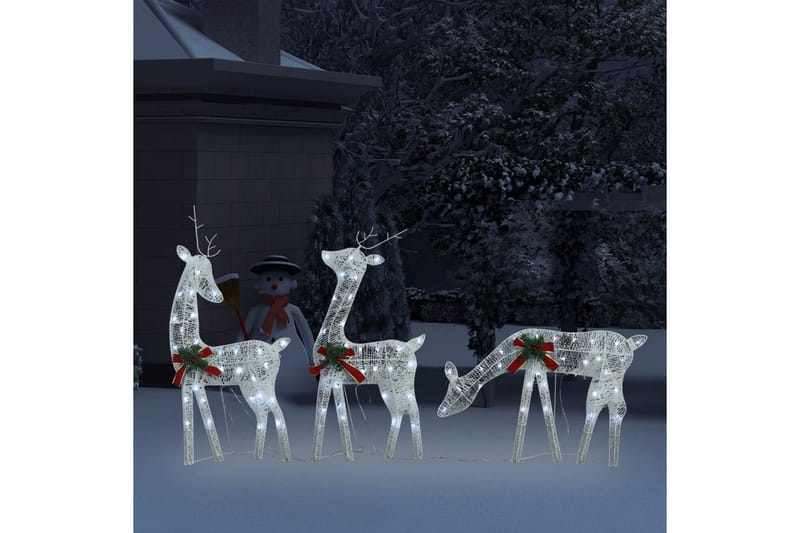 Juldekoration renar 270x7x90 cm silver kallvit - Vit - Julbelysning utomhus