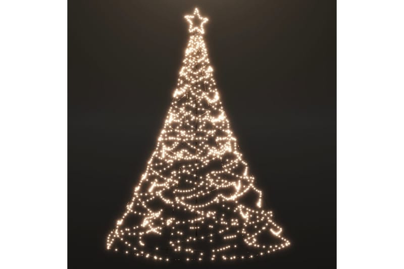 Julgran med metallstång 500 LED varm vit 3 m - Vit - Belysning & el - Julbelysning - Julbelysning utomhus