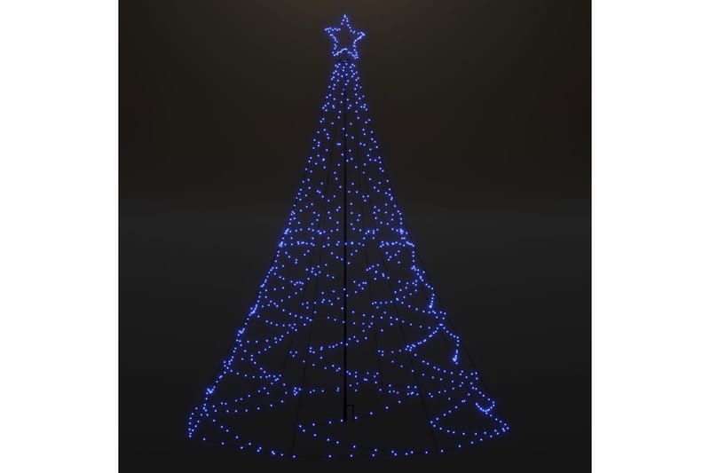 Julgran med metallstång 500 LEDs blå 3 m - Blå - Julbelysning utomhus