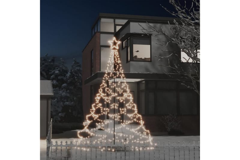 Julgran med metallstång 500 LED varm vit 3 m Julbelysning utomhus Trademax.se