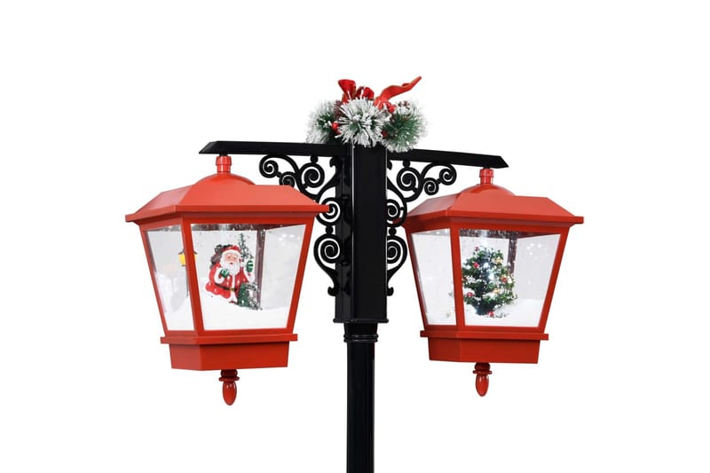 Lyktstolpe med jultomte svart och röd 81x40x188 cm PVC - be Basic - Julbelysning utomhus