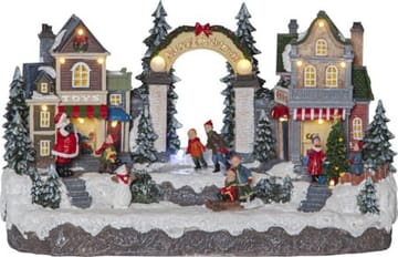 Juldekoration Iceville Roterande Julby med Skridskoåkare 32x19 cm - Flerfärgad - Belysning & el - Julbelysning - Övrig julbelysning