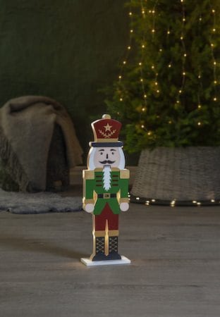 Juldekoration Nutcracker Nötknäckare Siluett 16x52 cm - Grön / Röd / Guld - Belysning & el - Julbelysning - Övrig julbelysning