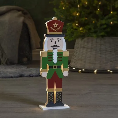 Juldekoration Nutcracker Nötknäckare Siluett 16x52 cm - Grön / Röd / Guld - Belysning & el - Julbelysning - Övrig julbelysning