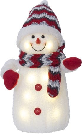 LED-Dekorationsfigur Jul Joylight Snögubbe 20x38 cm Batteridriven - Vit / Röd / Grå - Belysning & el - Julbelysning - Övrig julbelysning