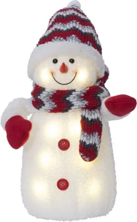 LED-Dekorationsfigur Jul Joylight Snögubbe 20x38 cm Batteridriven - Vit / Röd / Grå - Belysning & el - Julbelysning - Övrig julbelysning