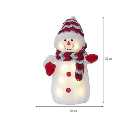 LED-Dekorationsfigur Jul Joylight Snögubbe 20x38 cm Batteridriven - Vit / Röd / Grå - Belysning & el - Julbelysning - Övrig julbelysning