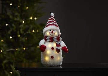 LED-Dekorationsfigur Jul Joylight Snögubbe 20x38 cm Batteridriven - Vit / Röd / Grå - Belysning & el - Julbelysning - Övrig julbelysning
