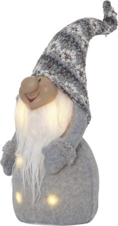 LED-Dekorationsfigur Jul Joylight Tomte 12x40 cm Batteridriven - Grå / Vit / Beige - Belysning & el - Julbelysning - Övrig julbelysning