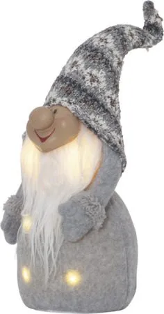 LED-Dekorationsfigur Jul Joylight Tomte 12x40 cm Batteridriven - Grå / Vit / Beige - Belysning & el - Julbelysning - Övrig julbelysning