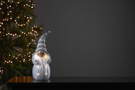 LED-Dekorationsfigur Jul Joylight Tomte 12x40 cm Batteridriven - Grå / Vit / Beige - Belysning & el - Julbelysning - Övrig julbelysning