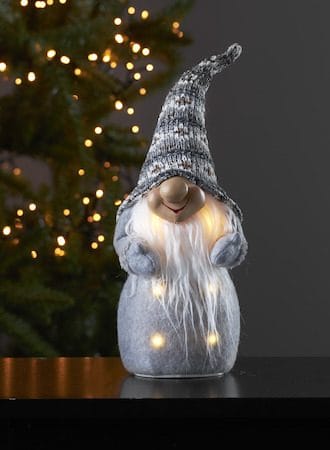 LED-Dekorationsfigur Jul Joylight Tomte 12x40 cm Batteridriven - Grå / Vit / Beige - Belysning & el - Julbelysning - Övrig julbelysning