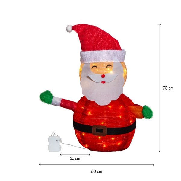 Tecidy Juldekoration Tomte 70 cm 45 LED Batteridriven - Röd|Vit|Grön - Belysning & el - Julbelysning - Julbelysning utomhus