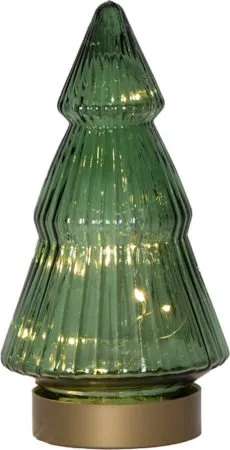 Verde Juldekoration glas 19,5 cm - transparent mörkgrön med guldfärgad bas - Belysning & el - Julbelysning - Övrig julbelysning