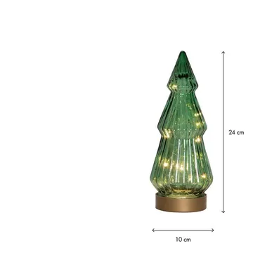 Verde Juldekoration glas 24 cm - transparent mörkgrön med guldfärgad bas - Belysning & el - Julbelysning - Övrig julbelysning