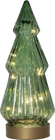 Verde Juldekoration glas 24 cm - transparent mörkgrön med guldfärgad bas - Belysning & el - Julbelysning - Övrig julbelysning